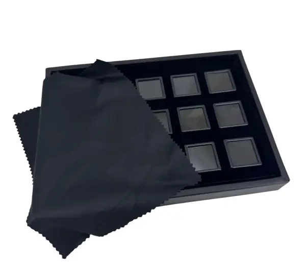 Coffret Gemmologie avec couvercle / Diamantaire  avec Boîtes Vitrées 3 x 3 cm Noires