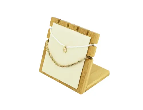 Présentoir Vertical en Bois et Feutrine  pour Colliers et Chaînes - 11 cm 