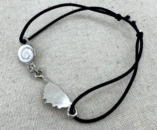 Bracelet Oeil de Sainte Lucie et Corse Acier Monté sur Cordon.