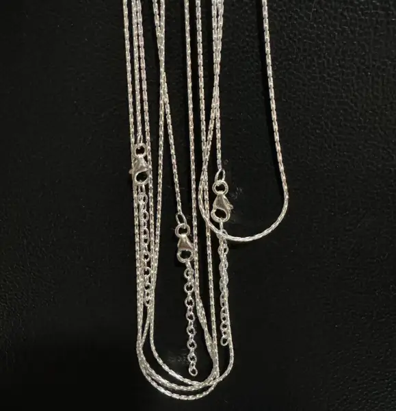 Lot de 5 Chaînes Argent Mailles Corde - 2 tailles.