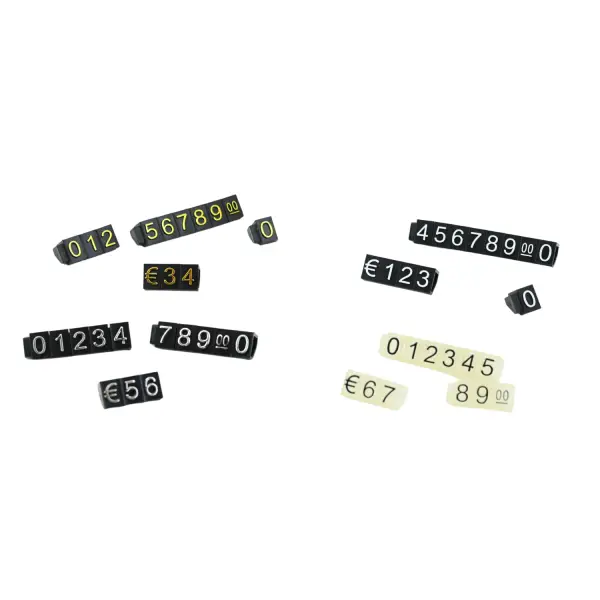 Chiffres prix pour vitrines - modulables - 130 cubes - 8 mm - 4 Coloris Au Choix