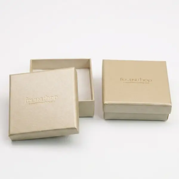 100 Boîtes Nacrée Beige Doré avec LOGO - 4 Tailles