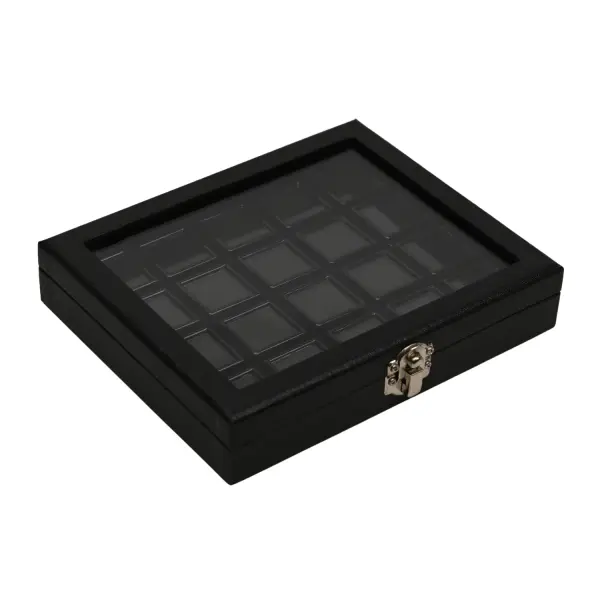 Coffret Vitré avec 20 Boîtes Gemmologie