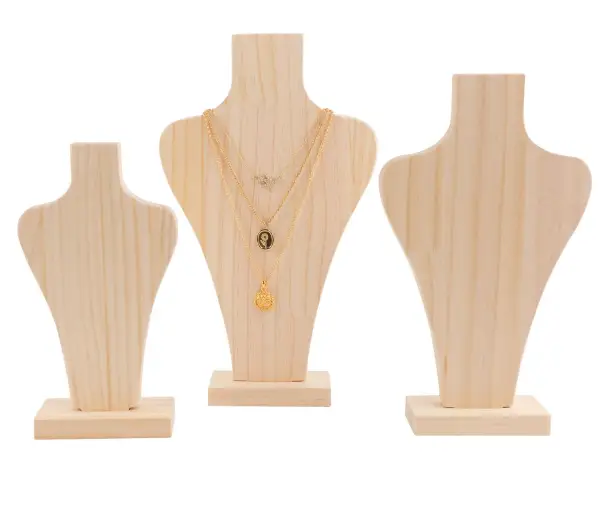 Buste en Bois pour Colliers Chaînes - Ensemble ou 3 Tailles au choix