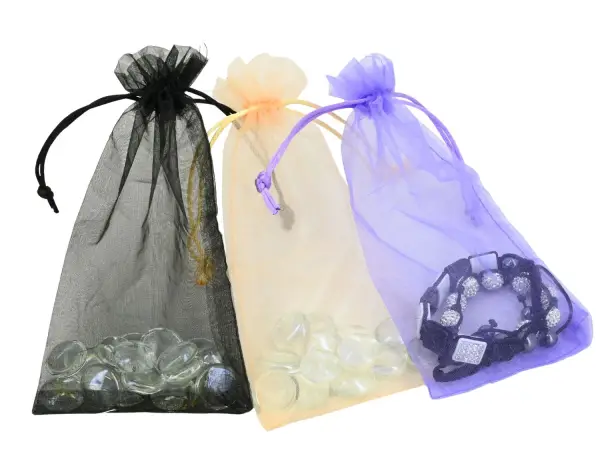 50 Sacs Organza 10 x 19 cm avec Cordon - 7 Coloris au Choix