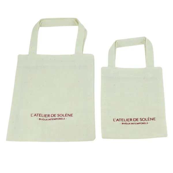 500 Totes Bags à Anses en Coton Ecru avec votre Logo - 12 x 15 cm.