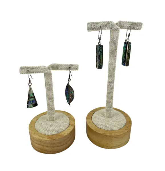 Présentoirs Boucles d'Oreilles Bois et Coton - 2 Tailles