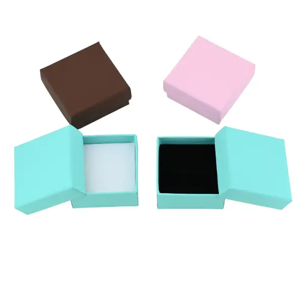 Lot de 12 Boîtes Cadeau Unies pour Bague - 5 x 5 x 2,5 cm - 3 Coloris Au Choix