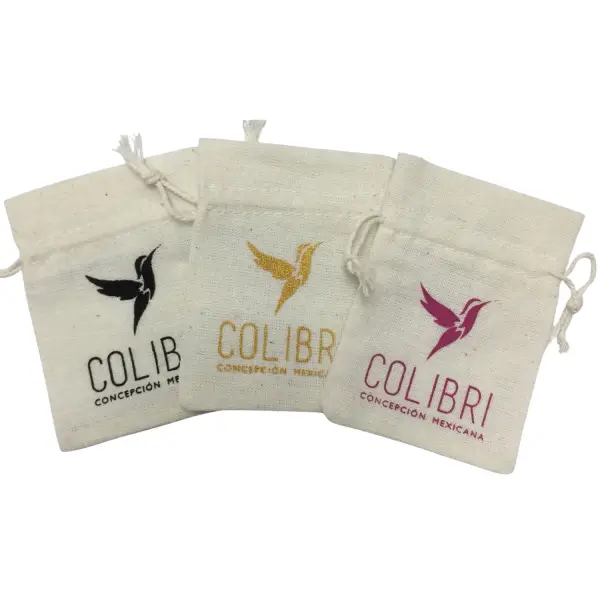 500 Pochettes en Coton Naturel 7 x 9 cm avec Logo Monochrome