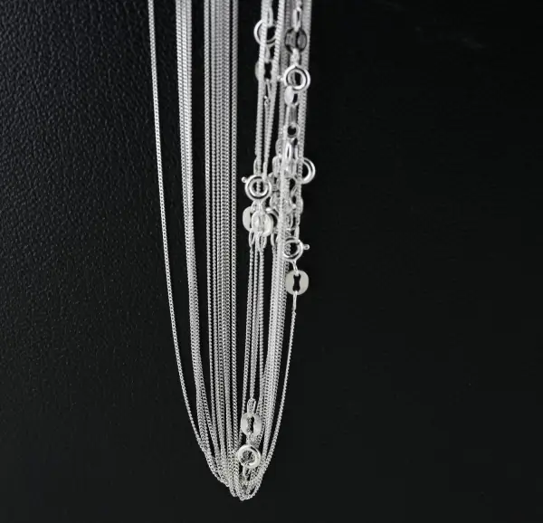 Lot de 5 Chaînes Mailles Gourmettes - Argent -1 mm - 3 Tailles