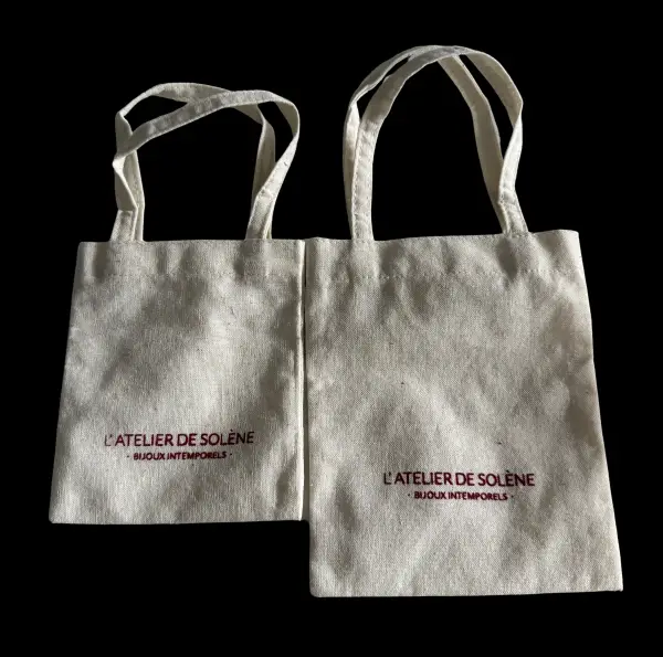 500 Totes Bags à Anses en Coton Ecru avec votre Logo - 9,5 x 11,5 cm.