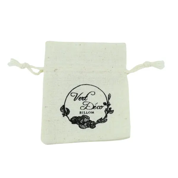 500 Pochettes Coton Naturel 6 x 8 cm Logo Monochrome