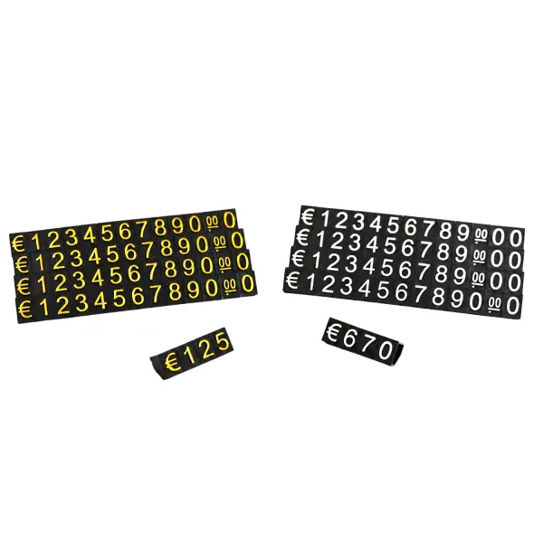 Chiffres prix pour vitrines - modulables - 65 cubes - 15 mm - 2 Coloris Au Choix