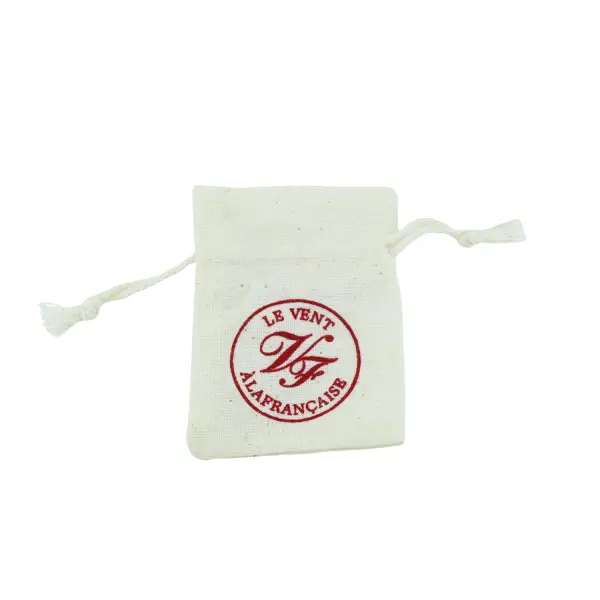 500 Pochettes Coton Naturel 6 x 8 cm Logo Monochrome