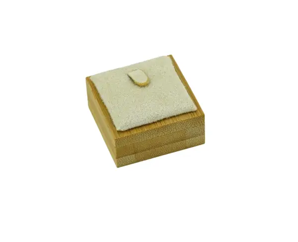Support Bague Feutrine et Bois 4 x 4 cm