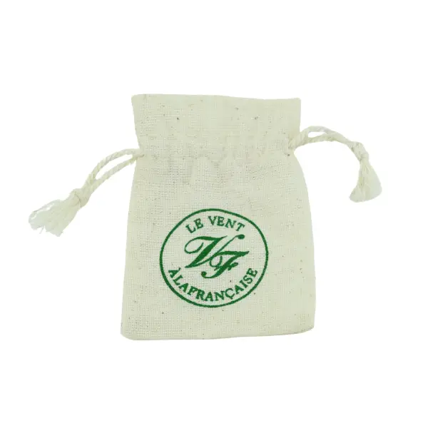 500 Pochettes Coton Naturel 6 x 8 cm Logo Monochrome