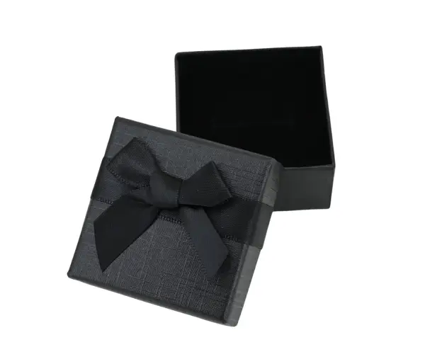 Lot de 12 Boîtes Cadeau Bague avec Ruban et Noeud - 5 x 5 cm - 3 coloris.
