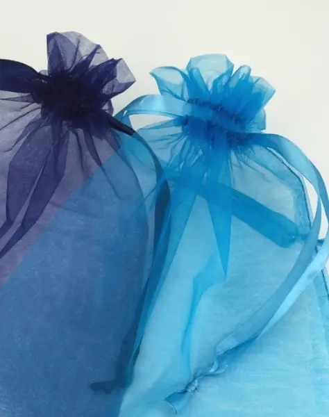 50 Sacs Organza 15 x 25 cm avec Ruban - 10 Coloris au Choix