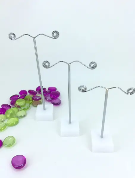 Arbre pour Boucles d'Oreilles en Métal et Acrylique Blanc - 3 Tailles