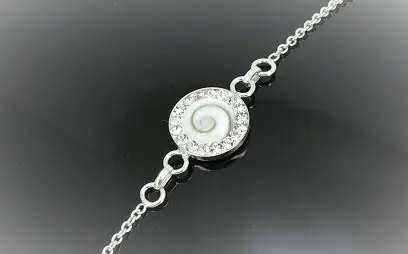 Bracelet Oeil de Sainte Lucie Zirconium et Argent - 13 mm