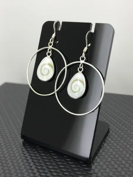 Boucles d'Oreilles Argent Oeil de Sainte Lucie Large Anneaux