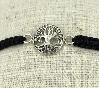 Bracelet Arbre de vie en Argent sur Cordon Tissé.