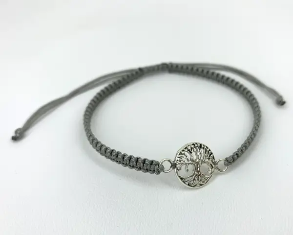 Bracelet Arbre de vie en Argent sur Cordon Tissé.