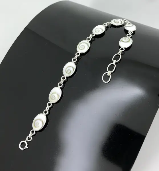 Bracelet Oeil de Sainte Lucie et Argent 925 - Ovales 12 mm