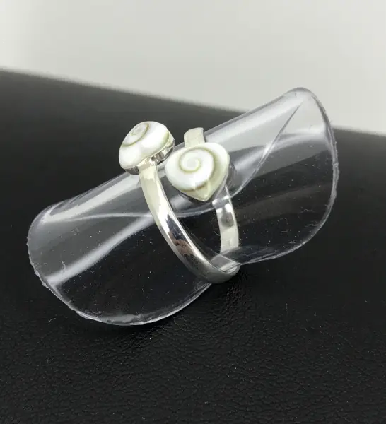 Bague Oeil de Sainte Lucie en Argent Double Coeurs