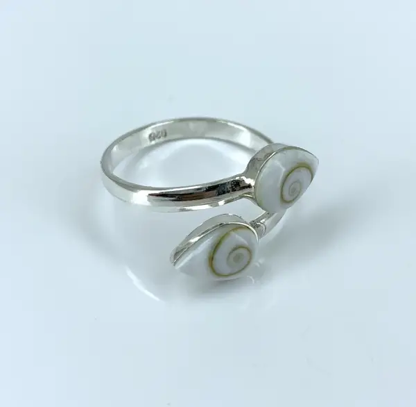 Bague Oeil de Sainte Lucie en Argent Double Gouttes