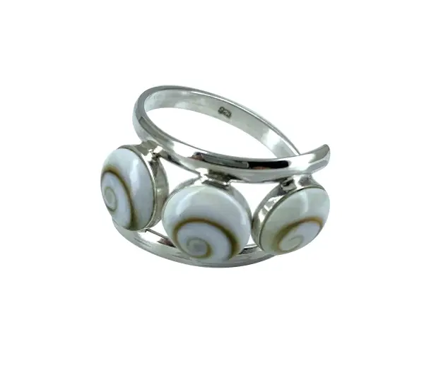 Bague Oeil de Sainte Lucie en Argent Triple Ronds