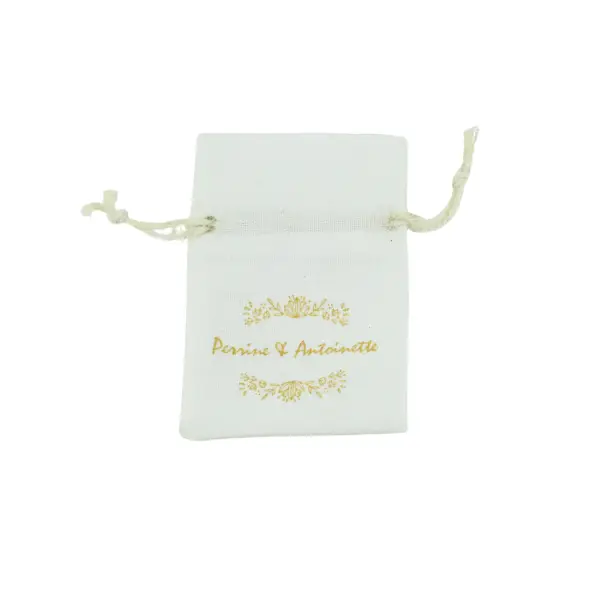 Pochette Coton Naturel 6,5 x 8,5 cm Logo Monochrome