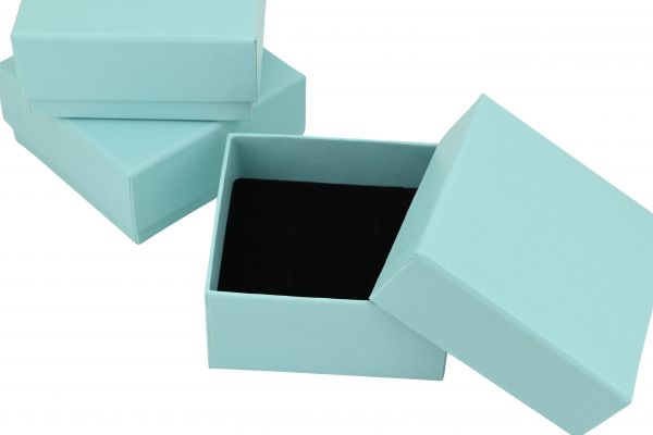 12 Boîtes Cadeau Bijoux Papier Turquoise 7,5 x 7,5 x 3,5 cm.