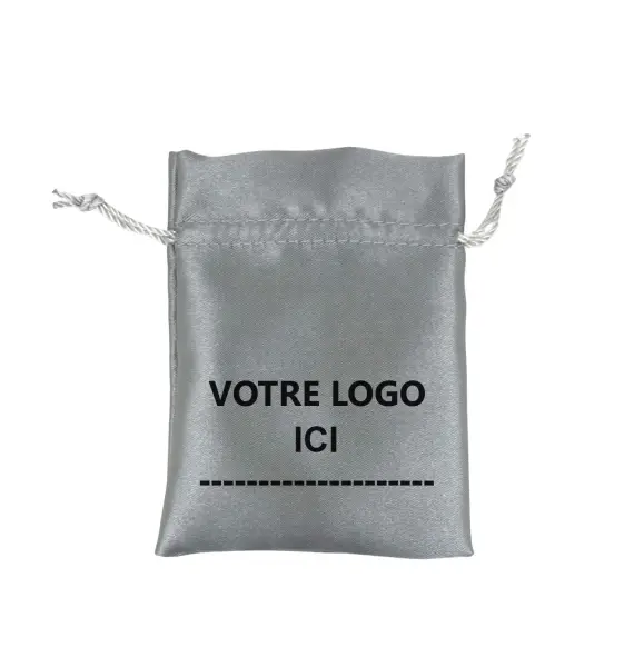 500 Pochettes en Satin 7 x 9 cm avec Logo Monochrome - Tous Coloris Disponible