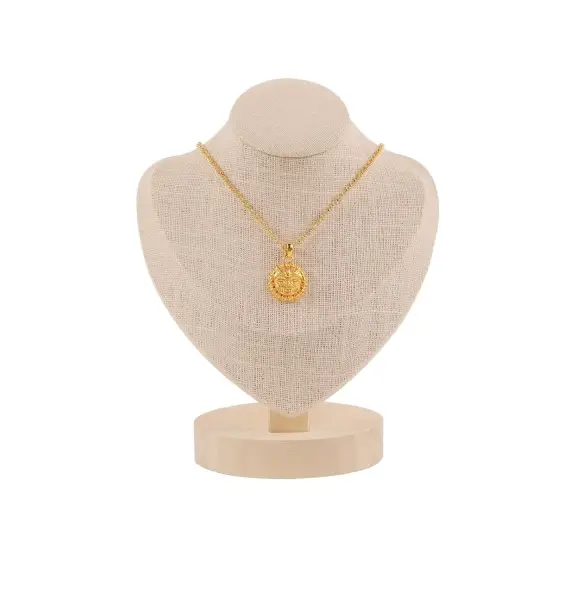 Buste Présentation Colliers en Coton et bois - 18 cm