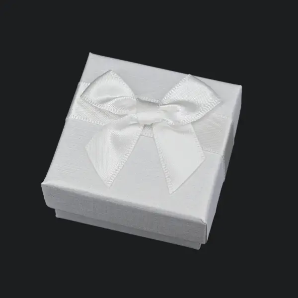 Lot de 12 Boîtes Cadeau Bague avec Ruban et Noeud - 5 x 5 cm - 3 coloris.