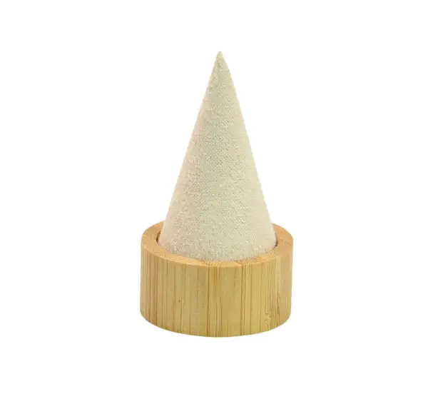 Cône de Présentation Bague Bois et Feutrine - 7 cm