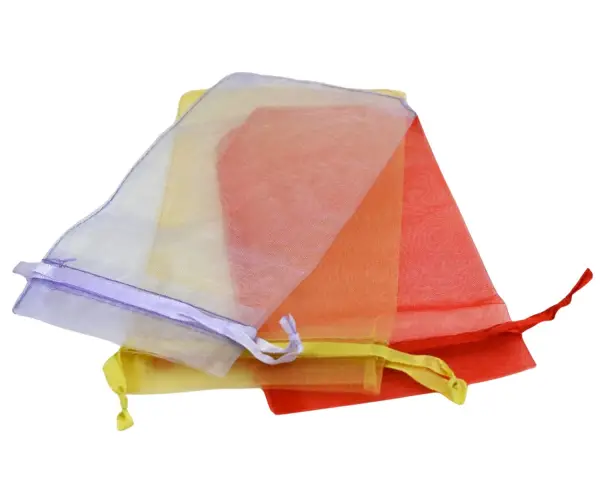 50 Sacs Organza 10 x 20 cm avec Ruban - 3 Coloris au Choix