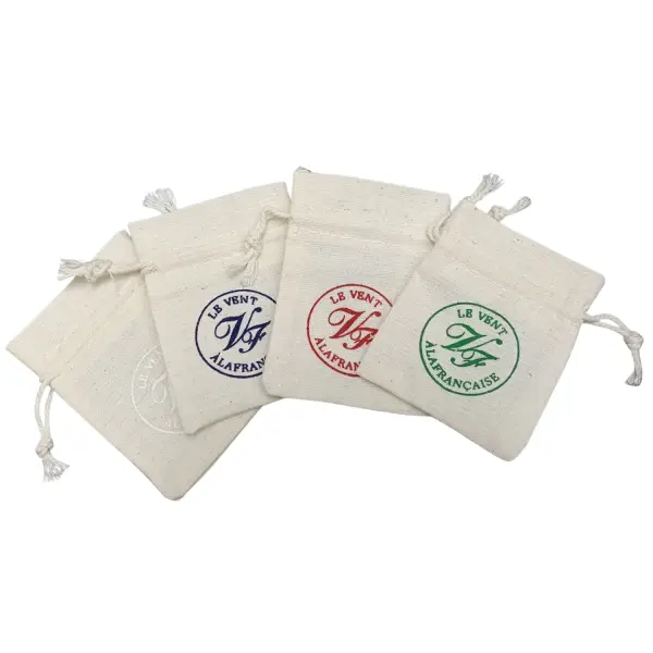 500 Pochettes Coton Naturel 6 x 8 cm Logo Monochrome