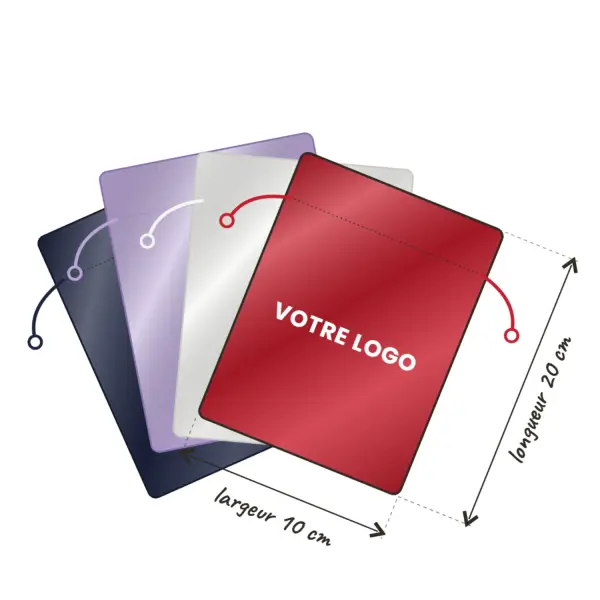 500 Pochettes en Satin 10 x 20 cm sans Bord avec Logo Monochrome - Tous Coloris Disponible