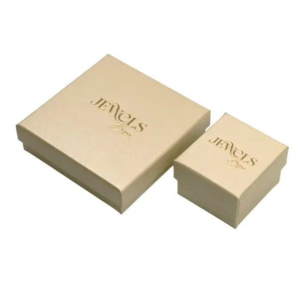 100 Boîtes Nacrée Beige Doré avec LOGO - 4 Tailles