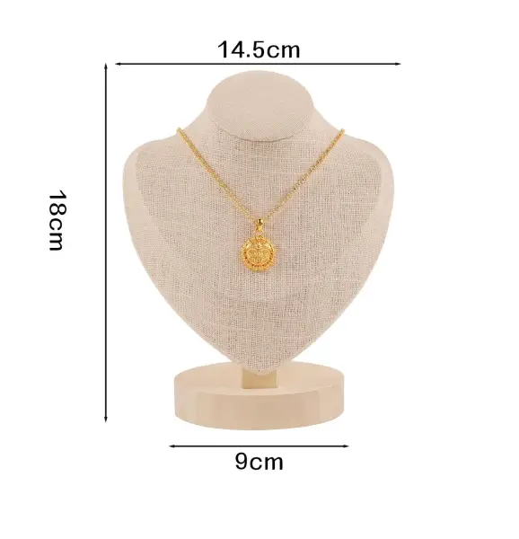 Buste Présentation Colliers en Coton et bois - 18 cm