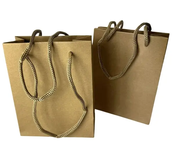 Lot de 12 Sacs Papier Kraft avec Soufflet - 14 x 11 x 6 cm