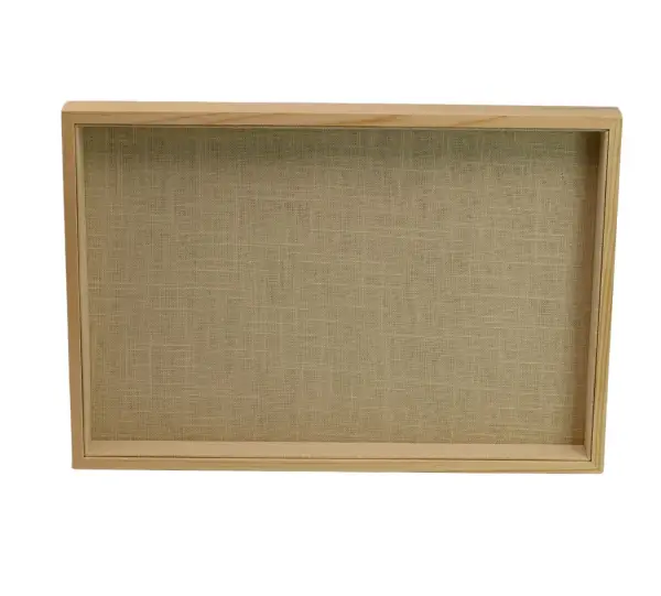 Plateau Bijoutier Fond Plat en Bois et Coton - 35 x 24 cm
