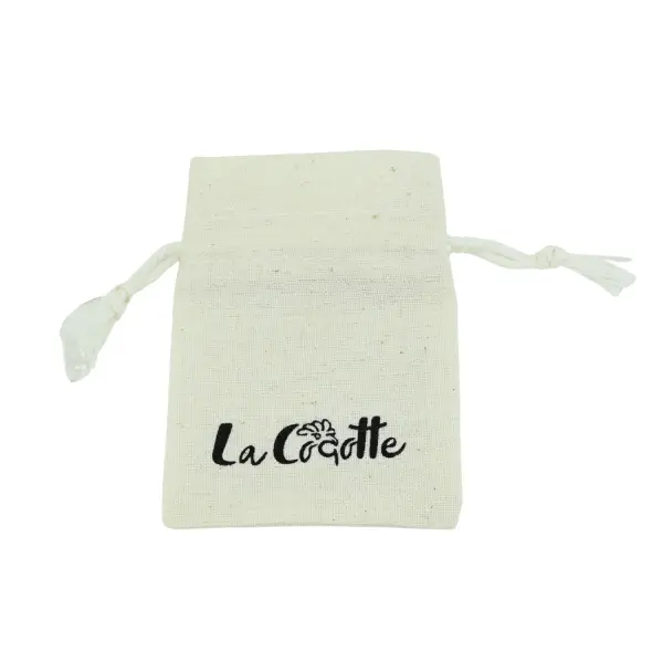 500 Pochettes Coton Naturel 6 x 8 cm Logo Monochrome