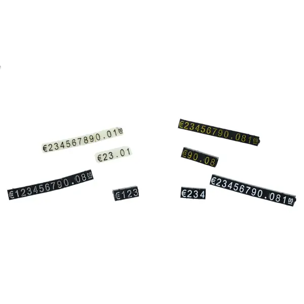 Chiffres prix pour vitrines - modulables - 140 cubes - 5 mm - 5 Coloris Au Choix