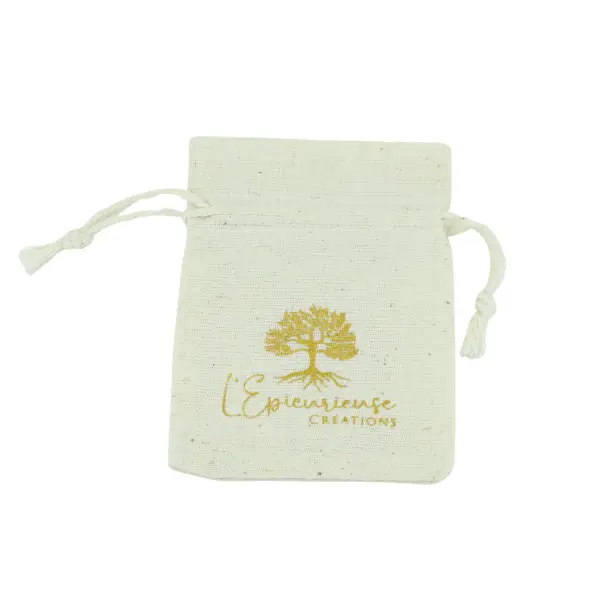 500 Pochettes en Coton Naturel 7 x 9 cm avec Logo Monochrome