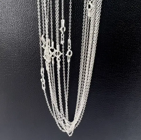 Lot de 5 Chaînes Argent Mailles Forçat 1 mm - 3 Tailles