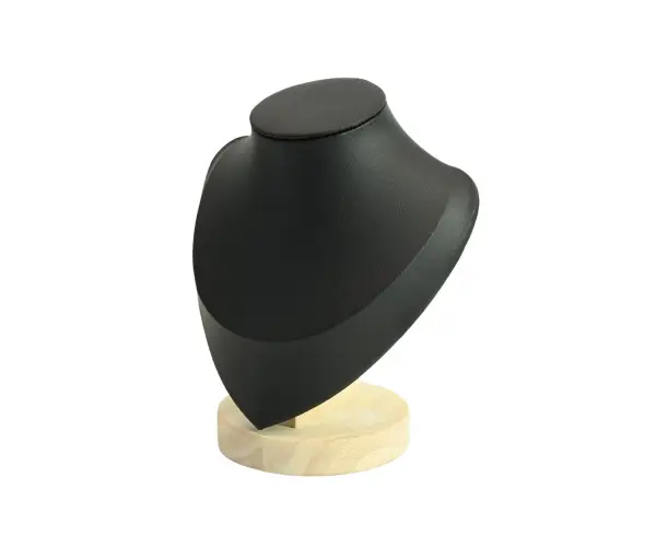 Buste colliers similicuir et bois _ 17 cm