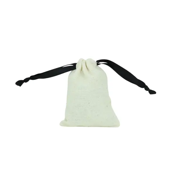 Lot de 12 Pochettes Coton Blanc et Ruban Noir - 2 Tailles Au Choix